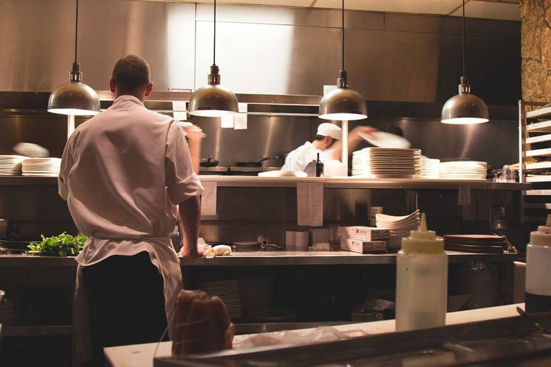 working in a kitchen